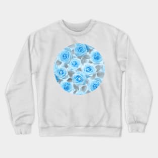 Painted Roses in Blue & Grey Crewneck Sweatshirt